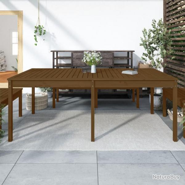 Table de jardin marron miel 203,5x100x76 cm bois massif de pin alsavelo