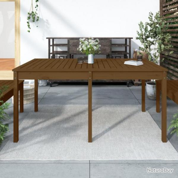 Table de jardin marron miel 159,5x82,5x76 cm bois massif de pin alsavelo