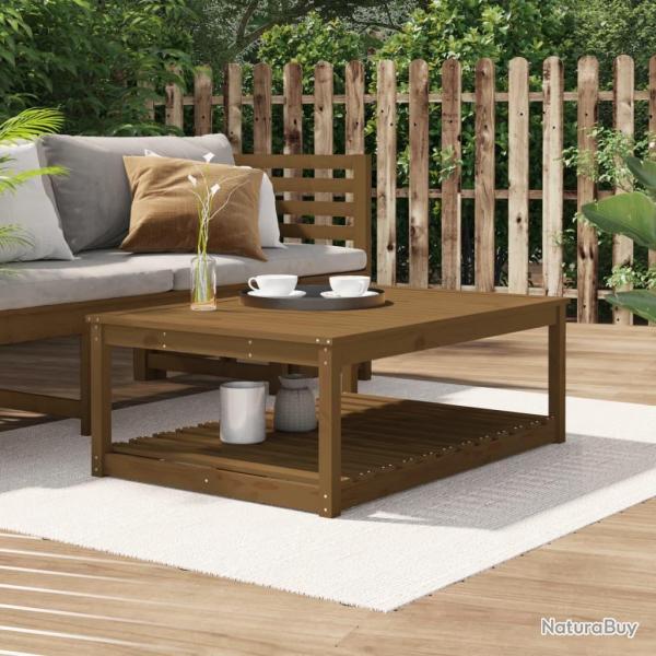 Table de jardin marron miel 121x82,5x45 cm bois massif de pin alsavelo