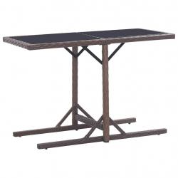Table de jardin Marron 110x53x72 cm Verre et résine tressée alsavelo