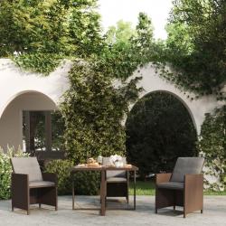 Table de jardin Marron 109x107x74 cm Résine tressée et verre alsavelo