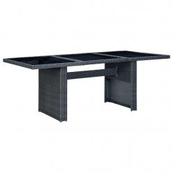 Table de jardin Gris foncé Résine tressée et verre trempé alsavelo