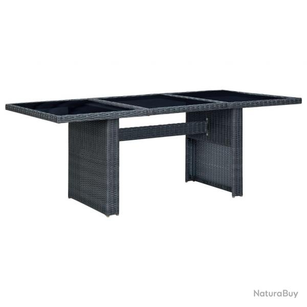 Table de jardin Gris fonc Rsine tresse et verre tremp alsavelo
