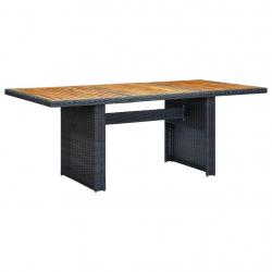 Table de jardin Gris foncé Résine tressée et bois d'acacia alsavelo