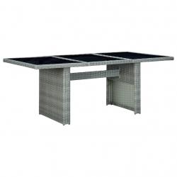 Table de jardin Gris clair Résine tressée et verre trempé alsavelo