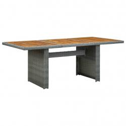 Table de jardin Gris clair Résine tressée et bois d'acacia alsavelo