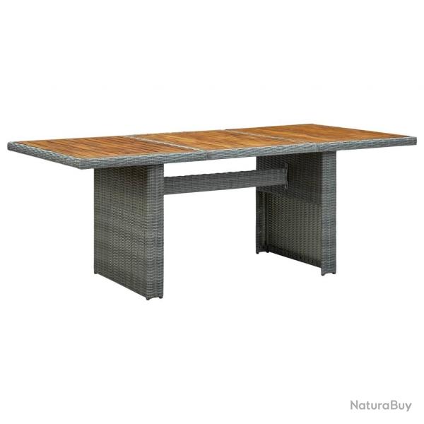 Table de jardin Gris clair Rsine tresse et bois d'acacia alsavelo
