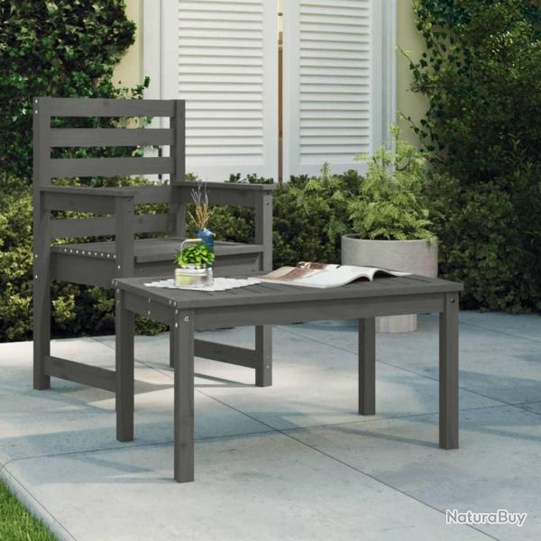 Table de jardin gris 82,5x50,5x45 cm bois massif de pin alsavelo