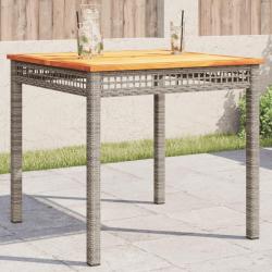 Table de jardin gris 80x80x74 cm résine tressée et bois acacia alsavelo