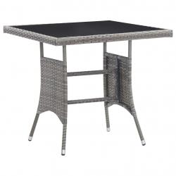 Table de jardin gris 80x80x74 cm résine tressée alsavelo