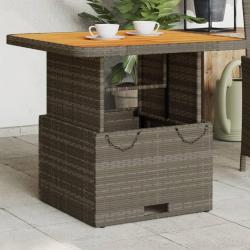 Table de jardin gris 80x80x71 cm résine tressée et bois acacia alsavelo