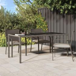 Table de jardin Gris 190x90x75 cm Verre trempé/résine tressée alsavelo