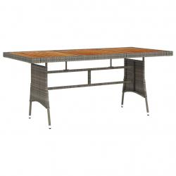 Table de jardin Gris 160x70x72 cm Résine tressée et acacia alsavelo