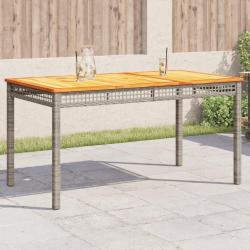 Table de jardin gris 140x80x75 cm résine tressée et bois acacia alsavelo