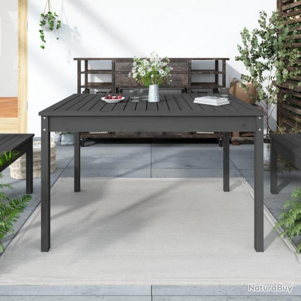 Table de jardin gris 121x82,5x76 cm bois massif de pin alsavelo