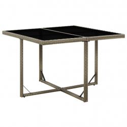 Table de jardin Gris 109x107x74 cm Résine tressée et verre alsavelo