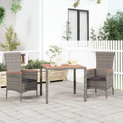 Table de jardin et dessus en bois Gris Résine tressée et acacia alsavelo