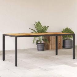 Table de jardin et dessus en bois d'acacia noir résine tressée alsavelo