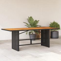 Table de jardin et dessus en bois d'acacia noir résine tressée alsavelo