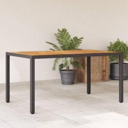Table de jardin et dessus en bois d'acacia noir résine tressée alsavelo