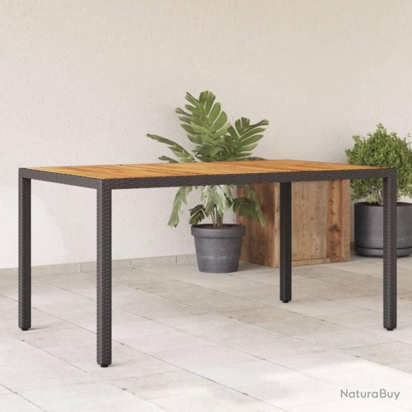 Table de jardin et dessus en bois d'acacia noir rsine tresse alsavelo