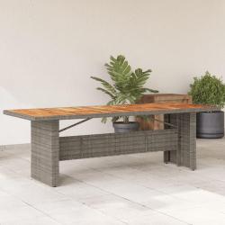 Table de jardin et dessus en bois d'acacia gris résine tressée alsavelo