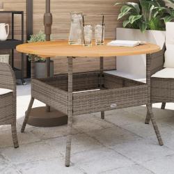 Table de jardin et dessus en bois d'acacia gris résine tressée alsavelo