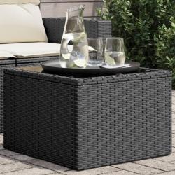 Table de jardin dessus en verre noir 55x55x37 cm résine tressée alsavelo