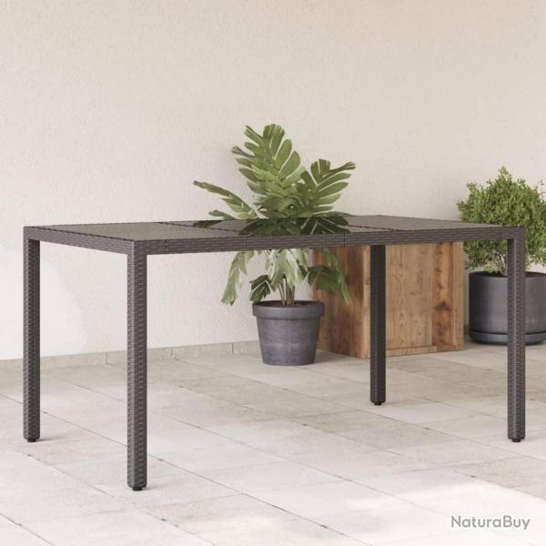 Table de jardin dessus en verre Noir 150x90x75cm Rsine tresse alsavelo