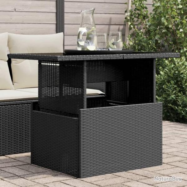 Table de jardin dessus en verre noir 100x55x73cm rsine tresse alsavelo