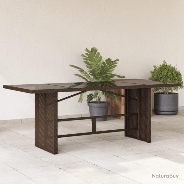 Table de jardin dessus en verre marron 190x80x74 cm alsavelo