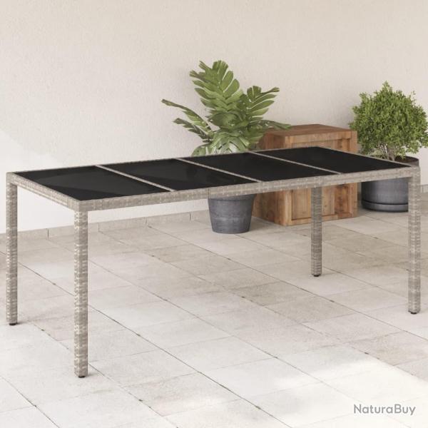 Table de jardin dessus en verre gris clair rsine tresse alsavelo