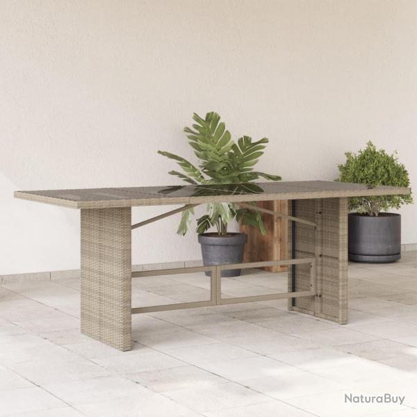 Table de jardin dessus en verre gris clair 190x80x74 cm alsavelo
