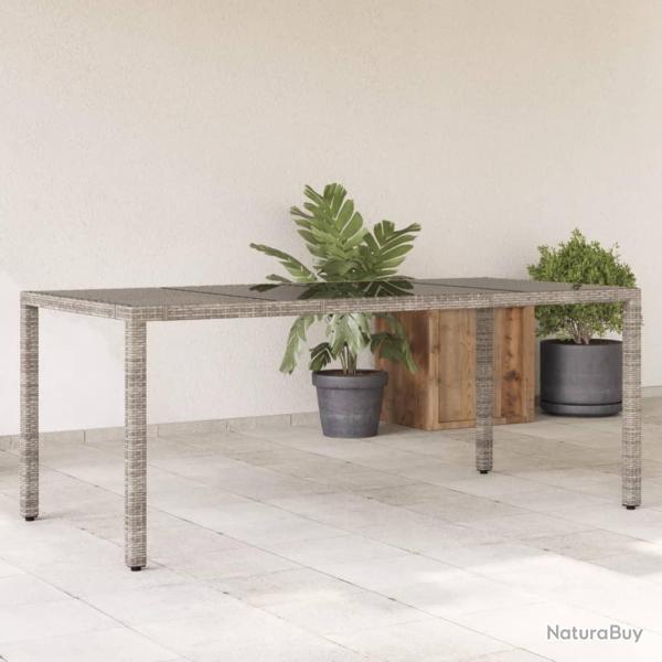 Table de jardin dessus en verre Gris 190x90x75cm Rsine tresse alsavelo