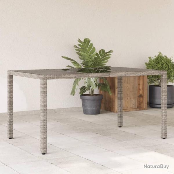 Table de jardin dessus en verre Gris 150x90x75cm Rsine tresse alsavelo