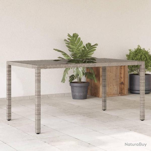 Table de jardin dessus en verre Gris 150x90x75cm Rsine tresse alsavelo