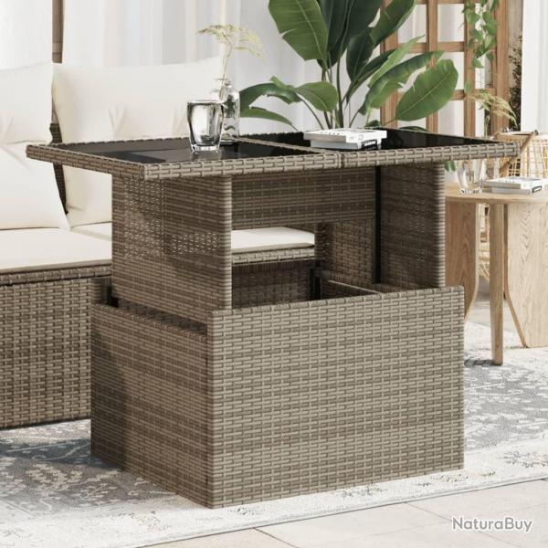 Table de jardin dessus en verre gris 100x55x73cm rsine tresse alsavelo