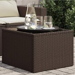Table de jardin dessus en verre brun 55x55x37 cm résine tressée alsavelo