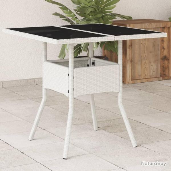 Table de jardin dessus en verre blanc 80x80x75cm rsine tresse alsavelo