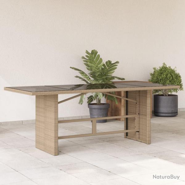 Table de jardin dessus en verre beige 190x80x74 cm alsavelo
