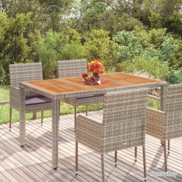 Table de jardin dessus en bois Gris 150x90x75 cm Rsine tresse alsavelo