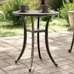Table de jardin bronze Ø48x53 cm aluminium coulé alsavelo