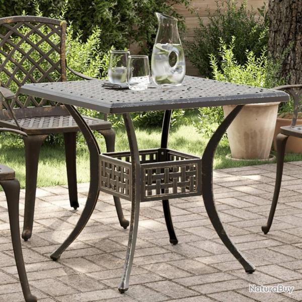 Table de jardin bronze 80x80x75 cm aluminium coul alsavelo