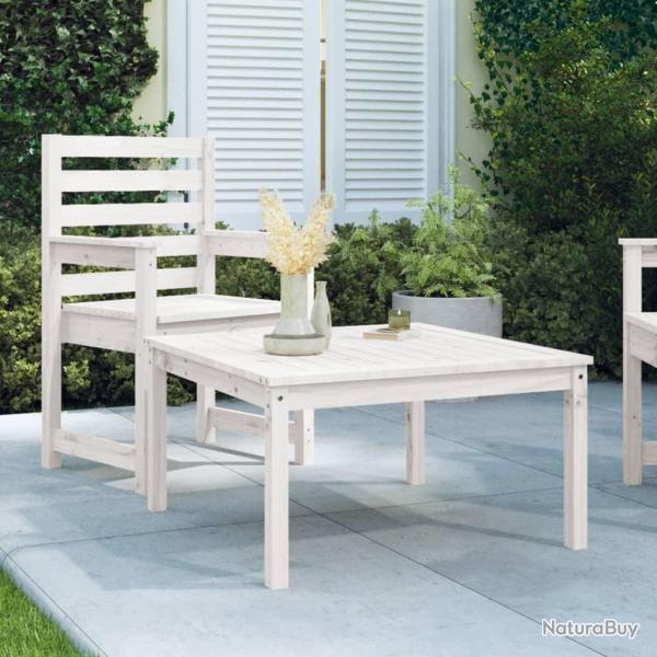 Table de jardin blanc 82,5x82,5x45 cm bois massif de pin alsavelo