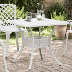 Table de jardin blanc 80x80x75 cm aluminium coulé alsavelo
