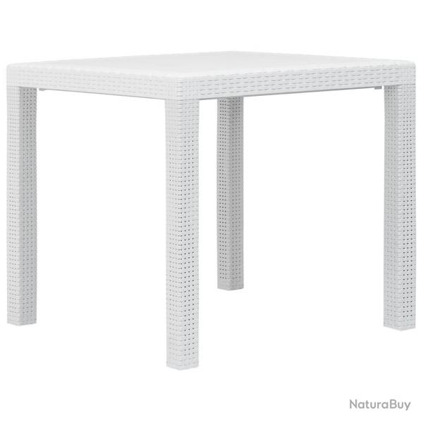 Table de jardin Blanc 79x79x72 cm Plastique Aspect de rotin alsavelo