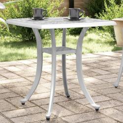 Table de jardin blanc 53x53x53 cm aluminium coulé alsavelo