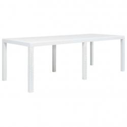 Table de jardin Blanc 220x90x72 cm Plastique Aspect de rotin alsavelo