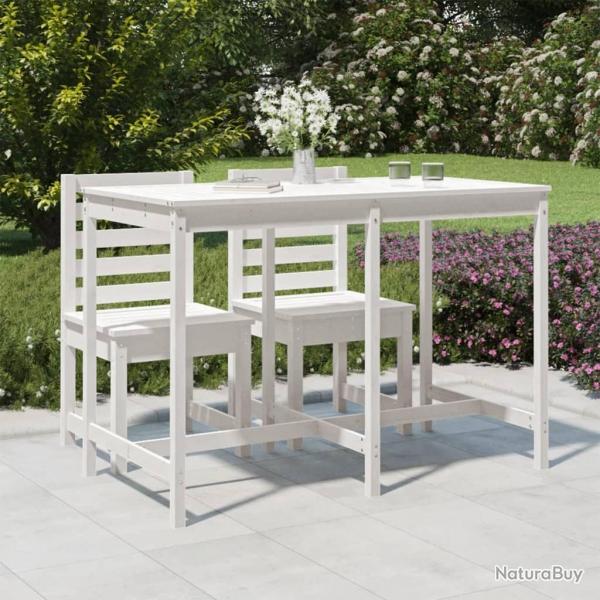 Table de jardin blanc 159,5x82,5x110 cm bois massif de pin alsavelo
