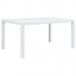 Table de jardin Blanc 150x90x72 cm Plastique Aspect de rotin alsavelo